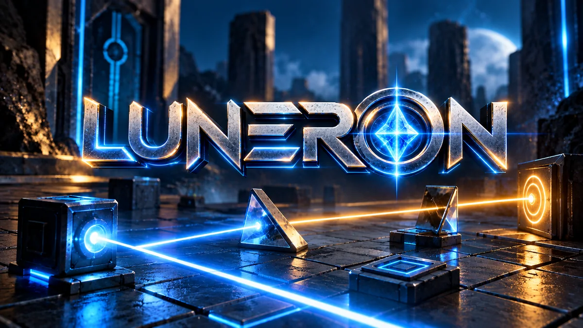 LUNERON — lazerin aynalardan yansıyıp enerji kristallerine ulaştığı bilim kurgu bulmaca sahnesi
